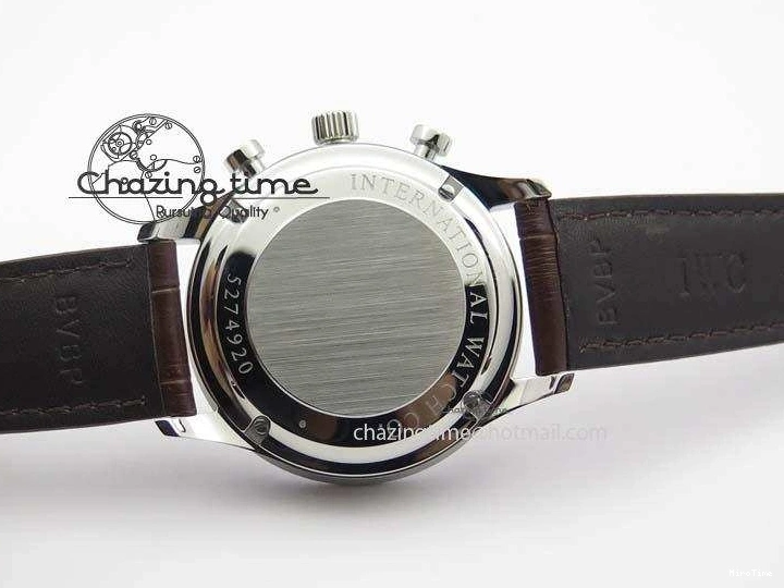 MIROTIME 0126 ModernLook Portuguese IW371445 ZF 1:1 Best Edition SS White Dial Gold Markers On Brown Leather Strap A79350 V 7269